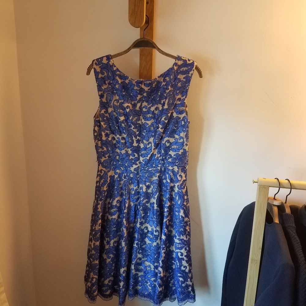 Eliza J Royal Blue Lace A-Line Knee-Length Dress - Picture 3 of 5